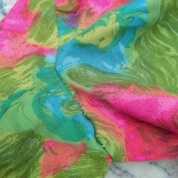 Vintage Mod Mini Dress Handmade Hawaiian Psychedelic Floral Handmade 32"B Small - Picture 12 of 12